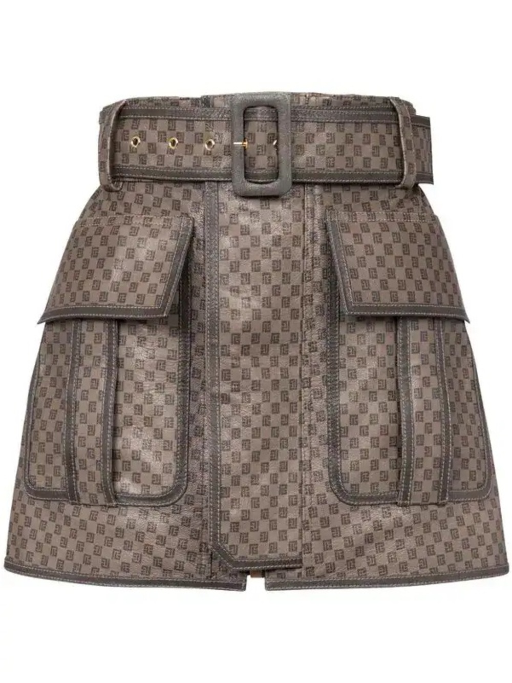 Balmain Leather Monogram Mini Skirt - Picture 8 of 12